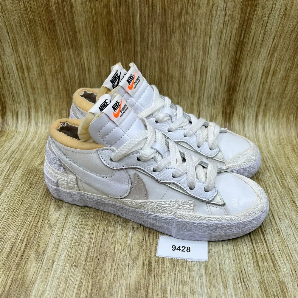 Nike Blazer Low x Sacai Men's Size 6.5 Women's 8 White Sail Shoes DM6443-100